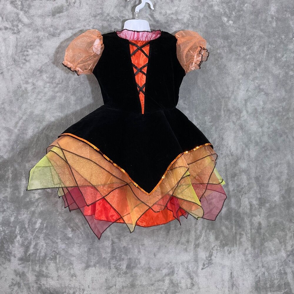 Chasing Fireflies Girls Halloween Costume Dress Size 8 Witch Fairy Orange Black